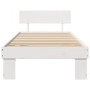  Sengestamme med hodegjerde Hvit 75 x 190 cm Massiv furu tre