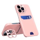 Hurtel Leather Stand Case For Iphone 14 Pro, Kort Lommebokdeksel Med Stativ, Rosa