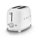 Smeg 50's Style TSF01 Matt Hvit Brødrister med Bagelfunksjon og Manuell Stopp