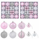 vidaXL Juleballsett 88 stk. rosa og sølv Ø 6 cm Plast
