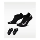 Nike Multiplier Running No-Show Socks 2-Pack Black/White M