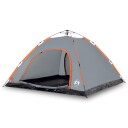 Campingtelt 5 personer grå og oransje hurtigutløser