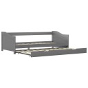 vidaXL Sovesofa uttrekkbar ramme grå furu 90x200 cm