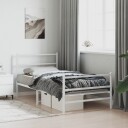 vidaXL Sengeramme i metall med hode- og fotgavl hvit 100x200 cm 8721012303249