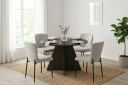 Vera spisegruppe rundt 110 cm røkt eik med 4 Elsie spisestoler   Røkt eik/Beige
