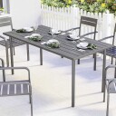 Utendørs spisebord for 6 personer – metallplate 165x80 cm