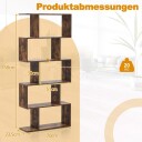 Bokhylle i tre med 5 etasjer og veltesikring S formet design