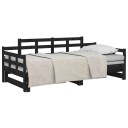 vidaXL Uttrekkbar dagseng svart heltre furu 2x(90x200) cm