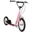 Rosa barnescooter med bremser for 5+ år