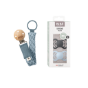 BIBS Pacifier Supreme 2 PACK Iron/Baby Blue Size 2 + Pacifier Clip Braided Petrol/Baby Blue Onesize Bundle