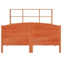  Seng med bokhylle uten madrass voksbrun 140x190 cm heltre furu 8721158618993