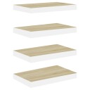  Flytende vegghyller 4 stk eik og hvit 40x23,5x3,8 cm MDF 8720286416730