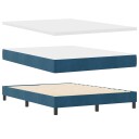  Box Spring Seng med Madrass Mørk Blå 160x200 cm Fløyel