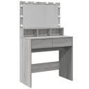  Sminkebord med LED grå sonoma 80x41x134,5 cm