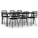 vidaXL Hagespisegruppe 7 deler svart polyrotting