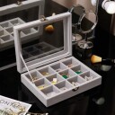 Herzberg HG 05309: Elegant smykkebeholder i glasslokk med 12 rom