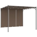 vidaXL Hagepaviljong med sidegardin 3x3x2,25 m gråbrun
