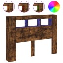  Sengegavl med LED røkt eik 140x18,5x103,5 cm konstruert tre 8721012259324