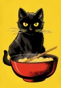 Black Cat Ramen Bowl Plakat / 30x40