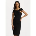Lauren Ralph Lauren Twist Front Crepe Cocktail Dress   Black   34