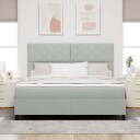  Box Spring Seng med Madrass og LED Lys Lysegrå 180x200 cm Fløyel