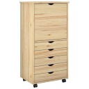 vidaXL Rullende skap med hjul Brun 53 x 39 x 103 cm Massiv furu