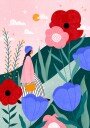 Woman Walking in Flower Garden Plakat / 70x100cm