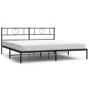  Sengeramme i metall med sengegavl svart 200x200 cm