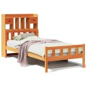  Seng med bokhylle uten madrass voksbrun 75x190 cm heltre furu 8721158609694
