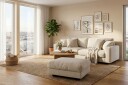 Valencia sofagruppe ekstra dyp 3 seters sofa + fotskammel i chenille   Beige
