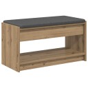 vidaXL Gangbenk med pute med hylle Artisan Eik 83 x 38 x 45 cm