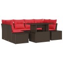 vidaXL Sofa sett 7 stk. 6-Antall seter Brun og rød polyrotting