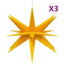 vidaXL Herrnhuter stjernelys med LED 3 stk sammenleggbar gul 43 cm