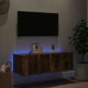 vidaXL Vegghengt TV-benk med LED røkt eik 100x35x31 cm 8721012258839