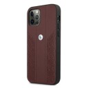 BMW Leather Curve Perforate Deksel for iPhone 12 Pro Max - Rød