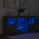 vidaXL Skjenk med LED-lys svart 142,5x37x67 cm