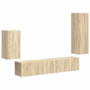  TV benksett Veggmontert 4 pcs Sonoma eik Konstruert tre