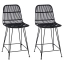 vidaXL Barstol 2 pcs Svart 44 x 54 x 96 cm Rattan og Stål