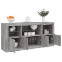 vidaXL Skjenk med LED-lys grå sonoma 142,5x37x67 cm
