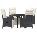  Hage Spisegruppe med pute 5 pcs Svart Poly rattan
