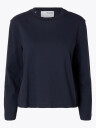 Selected Femme Essential Long Sleeve Boxy Tee Blå XXL