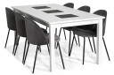 Basic Home Spisegruppe Octavia 180 med 6 Stoler Gerardo Fløyel Hvit|Grå|Svarte Ben