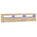  TV-benk med LED-lys sonoma eik 180x35x40 cm