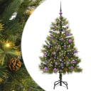  Kunstig hengslet juletre med kjegler grønn 150 cm