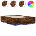  Sengeramme med LED-lys røkt eik 140x190 cm konstruert tre 8721012273788
