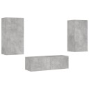 vidaXL Vegghengte TV-benker med LED 3 stk betonggrå 8721012472921