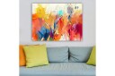 Lerretsbilde 70x100 cm Abstrakt landskap med fargerike former og dynamiske linjer Oransje / Gul / Blå