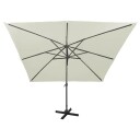 vidaXL Hengeparasoll med stang og LED-lys 300 cm sand