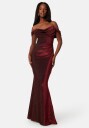 Goddiva Glitter Off Shoulder Maxi Dress