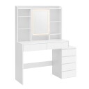 Sminkebord med LED belysning 40 x 117,5 cm / toalettbord med speil / hvitt makeupbord med 6 skuffer